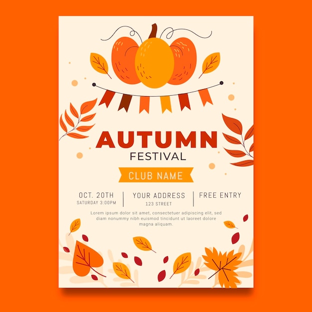 Free Vector | Flat autumn vertical flyer template