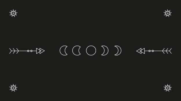 Free Vector | Flat black wallpaper with moon phases