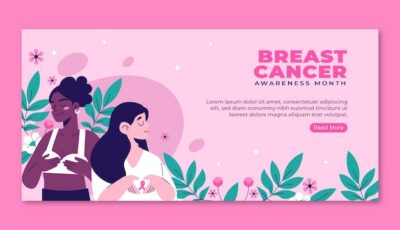 Free Vector | Flat breast cancer awareness month horizontal banner template