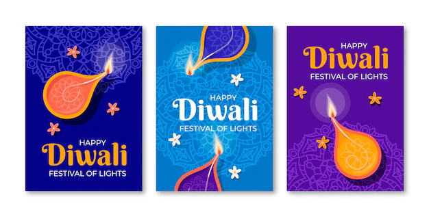 Free Vector | Flat cards collection for diwali festival