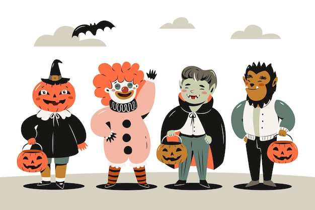 Free Vector | Flat character elements collection for halloween celebration