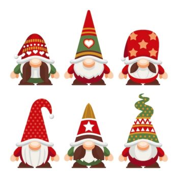 Free Vector | Flat christmas gnomes collection