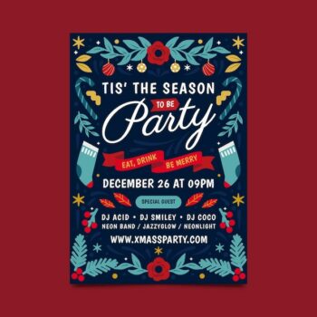 Free Vector | Flat christmas party vertical poster template