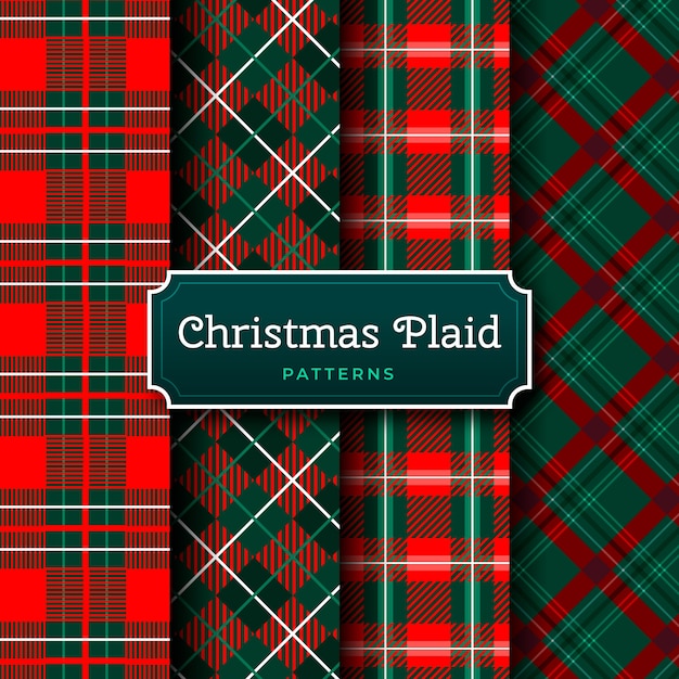 Free Vector | Flat christmas plaid patterns collection