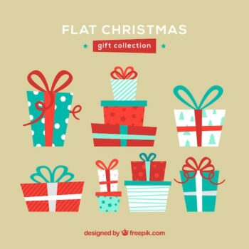 Free Vector | Flat christmas present set