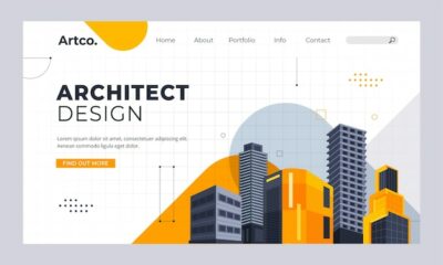 Free Vector | Flat design architecture project landing page template