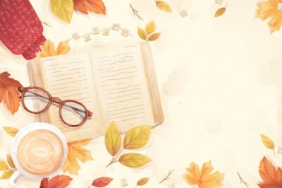 Free Vector | Flat design autumnal background with book and glasses