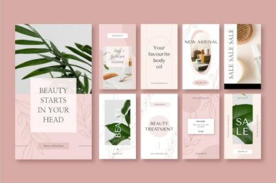 Free Vector | Flat design beauty instagram story collection