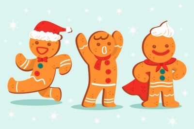 Free Vector | Flat design gingerbread man cookie collection