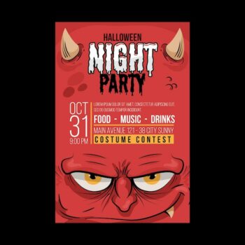 Free Vector | Flat design halloween party poster template