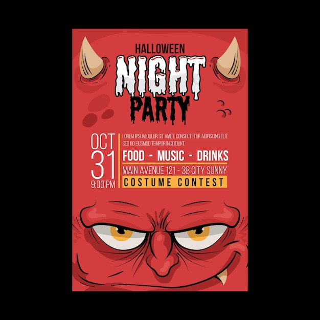 Free Vector | Flat design halloween party poster template