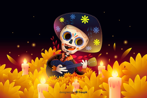 Free Vector | Flat design of dia de muertos background