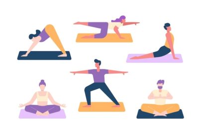Free Vector | Flat design people doing yoga