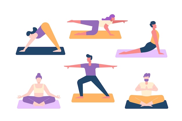 Free Vector | Flat design people doing yoga