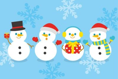 Free Vector | Flat design snowman character collection