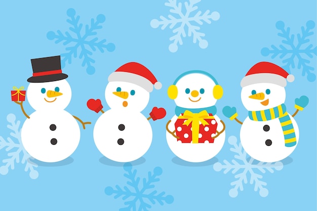 Free Vector | Flat design snowman character collection