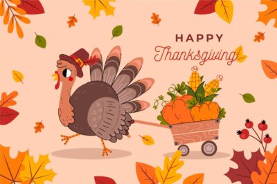 Free Vector | Flat design thanksgiving background with turkey