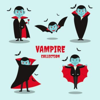 Free Vector | Flat design vampire character collection