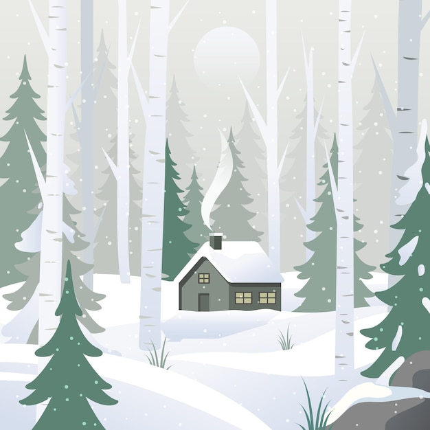 Free Vector | Flat design winter landscape