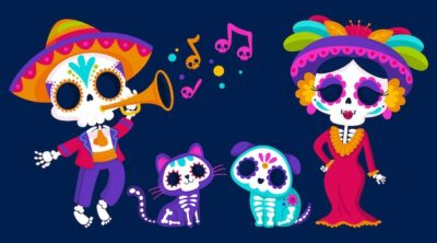 Free Vector | Flat dia de muertos character elements collection