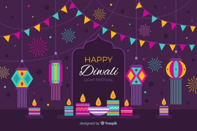 Free Vector | Flat diwali background with colourful garlands