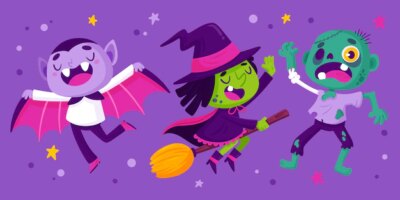 Free Vector | Flat halloween characters collection