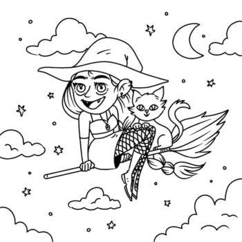 Free Vector | Flat halloween coloring page illustration