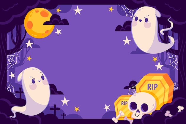 Free Vector | Flat halloween frame template