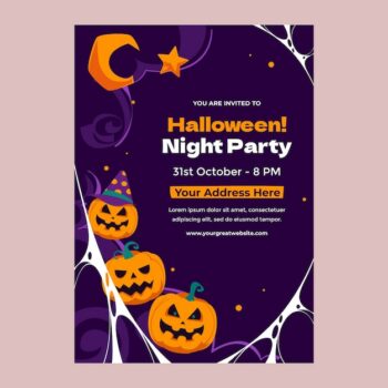 Free Vector | Flat halloween party invitation template