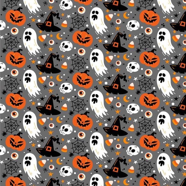 Free Vector | Flat halloween pattern design