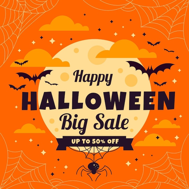 Free Vector | Flat halloween sale illustration