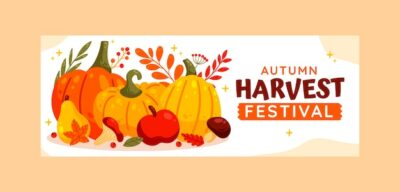 Free Vector | Flat harvest festival social media cover template