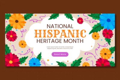Free Vector | Flat horizontal banner template for national hispanic heritage month