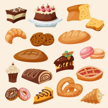 Free Vector | Flat icon pastry set