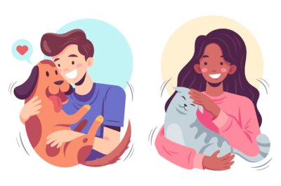 Free Vector | Flat illustration people with pets