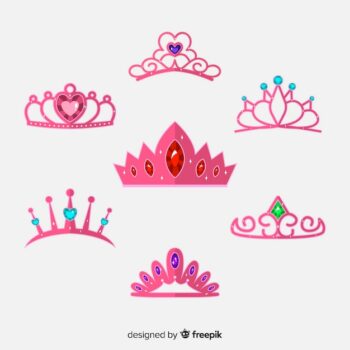 Free Vector | Flat pink princess tiara collection