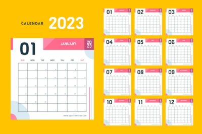 Free Vector | Flat template for 2023 new year calendar