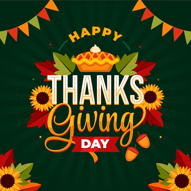 Free Vector | Flat thanksgiving text illustration