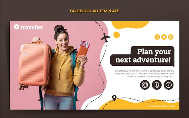 Free Vector | Flat travel facebook template