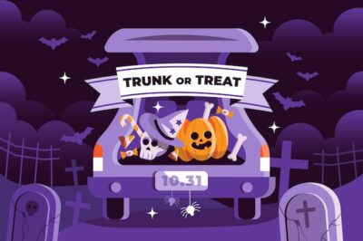 Free Vector | Flat trunk or treat background