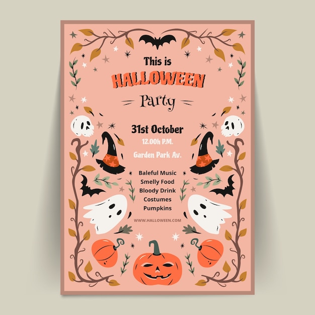 Free Vector | Flat vertical flyer template for halloween celebration