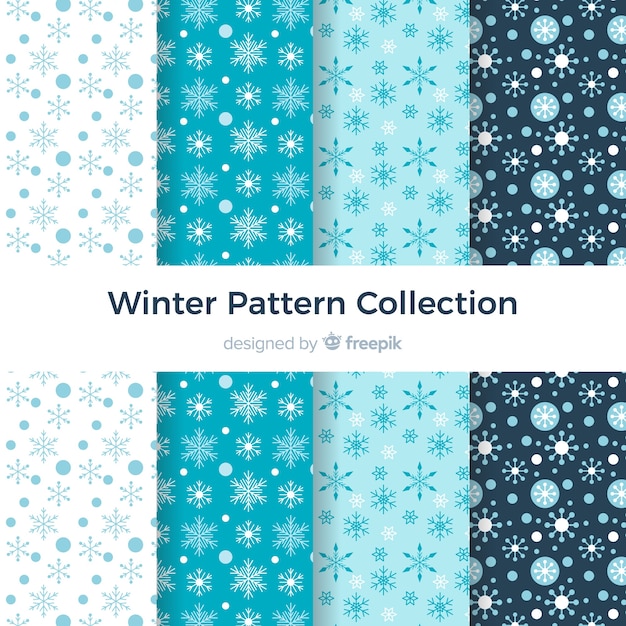 Free Vector | Flat winter pattern collection