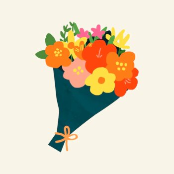 Free Vector | Flower bouquet sticker, botanical doodle vector