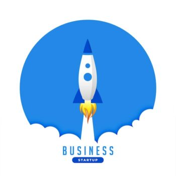Free Vector | Flying business rocket concept background