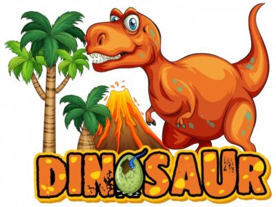 Free Vector | Font  for word dinosaur with scary tyrannosaurus rex