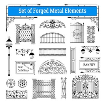 Free Vector | Forged metal elements set