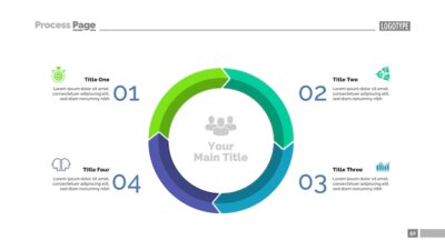 Free Vector | Four elements circle chart slide template. business data. graph, chart