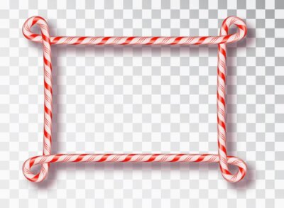 Free Vector | Frame made of candy canes. blank christmas border with red and white striped lollipop pattern isolated on transparent background. holiday design.