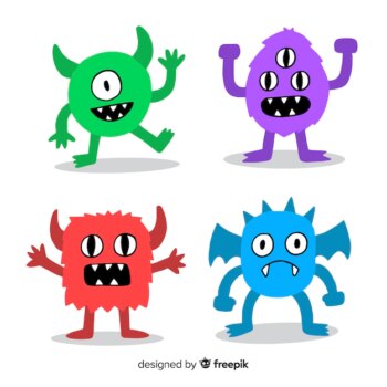 Free Vector | Friendly monsters pack
