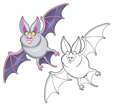 Free Vector | Funny bat in both colored and black white versions